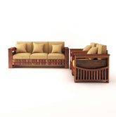 Sofia Solid Sheesham Wood 5 Seater Sofa Set (Natural Finish, 3+1+1)